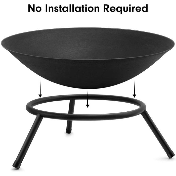 Ebern Designs Fire Pit Outdoor Wood Burning 22.6In Cast Iron Firebowl